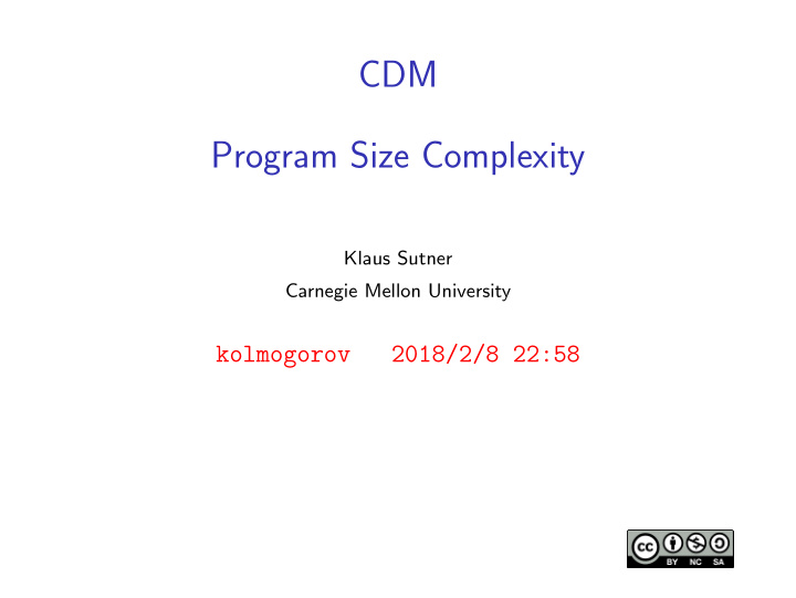 cdm program size complexity