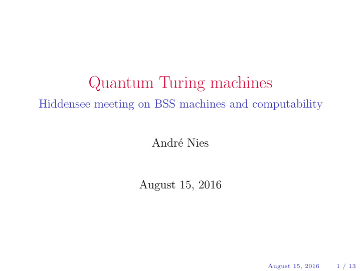 quantum turing machines