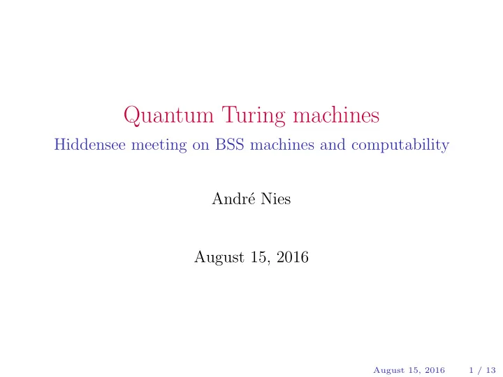 quantum turing machines