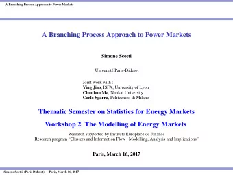 A Branching Process Approach to Power Markets  Simone Scotti  Universit  e Paris-Diderot  Joint
