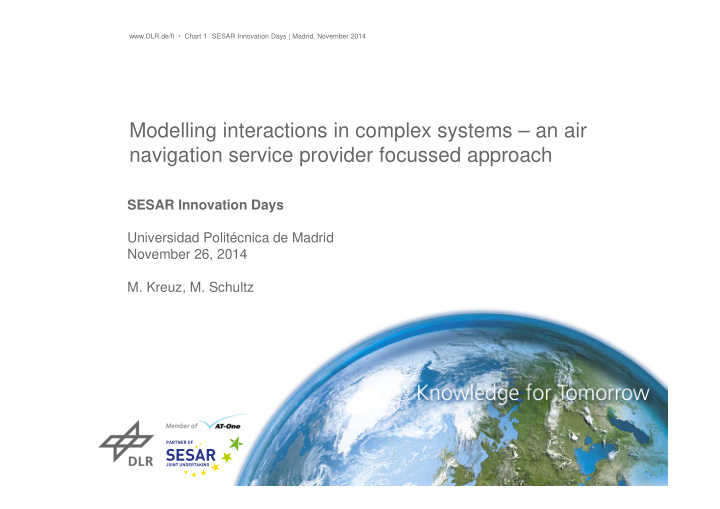 modelling interactions in complex systems an air