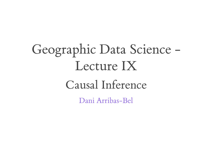 geographic data science lecture ix