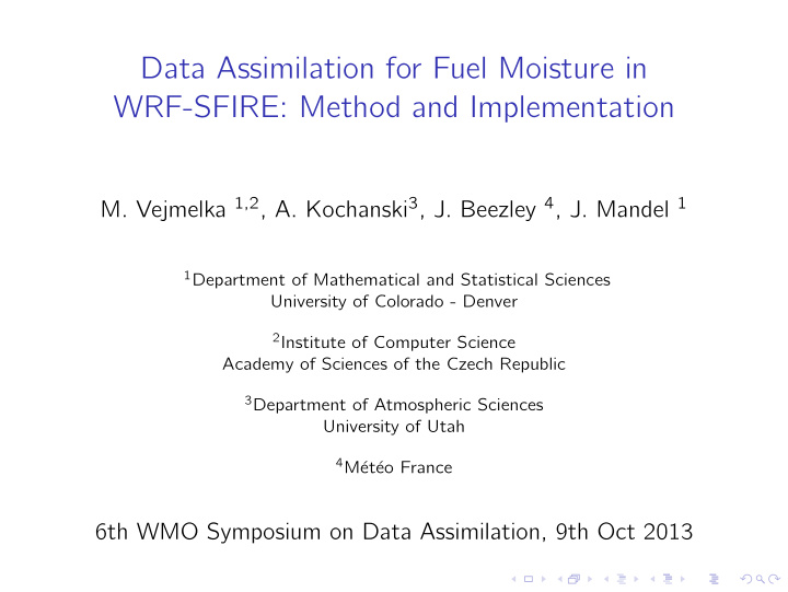 data assimilation for fuel moisture in wrf sfire method