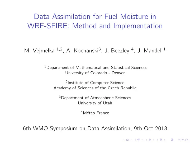 data assimilation for fuel moisture in wrf sfire method