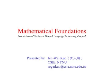 Mathematical Foundations  Foundations of Statistical Natural Language Processing, chapter2