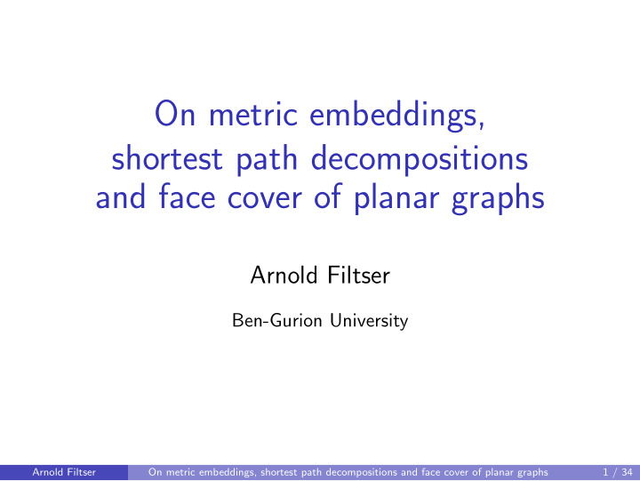 on metric embeddings shortest path decompositions and
