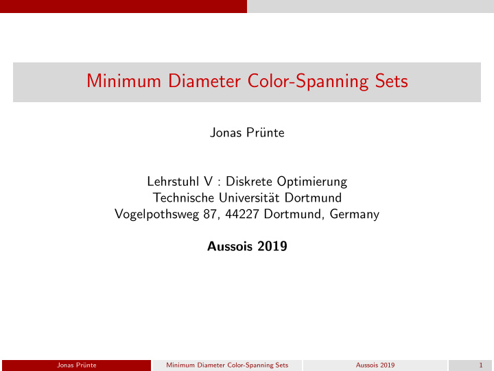 minimum diameter color spanning sets