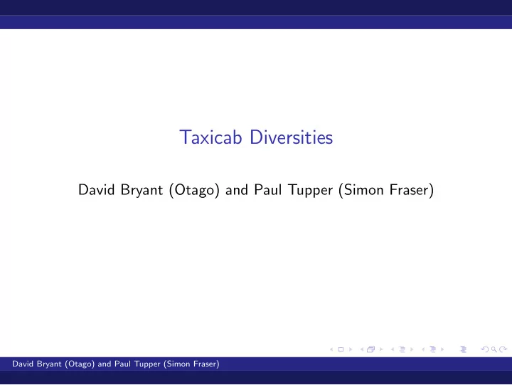 taxicab diversities