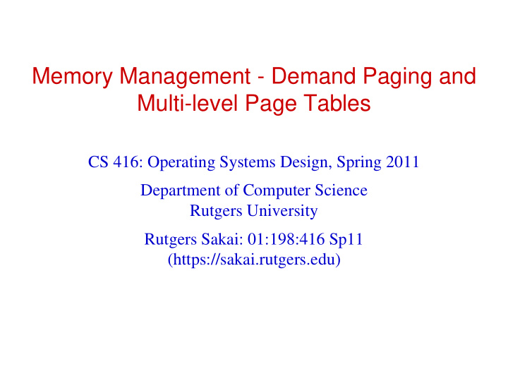 multi level page tables