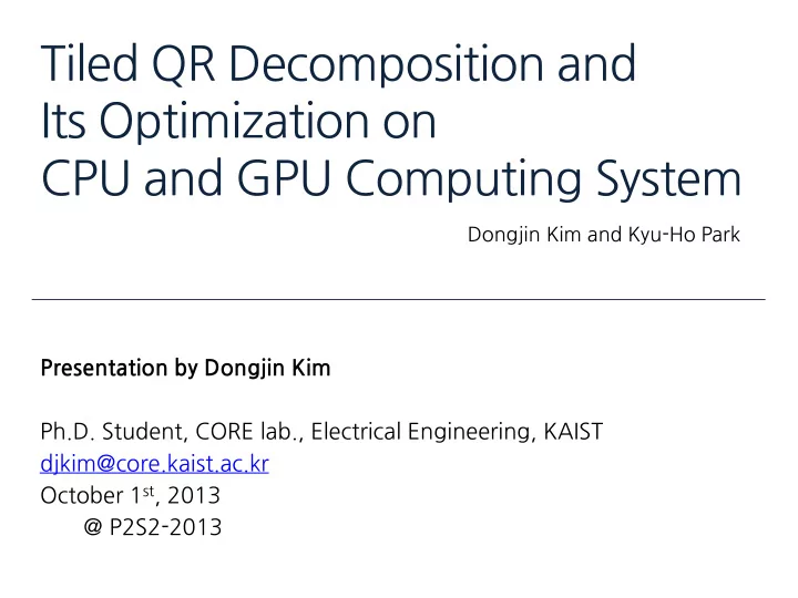 tiled qr decomposition and