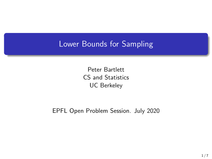 lower bounds for sampling