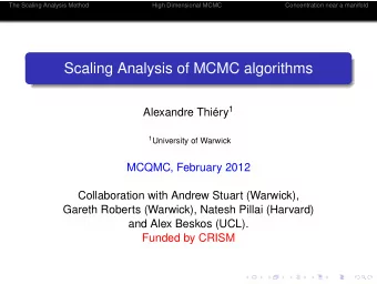 Scaling Analysis of MCMC algorithms Alexandre Thiry 1 1 University of Warwick  MCQMC, February