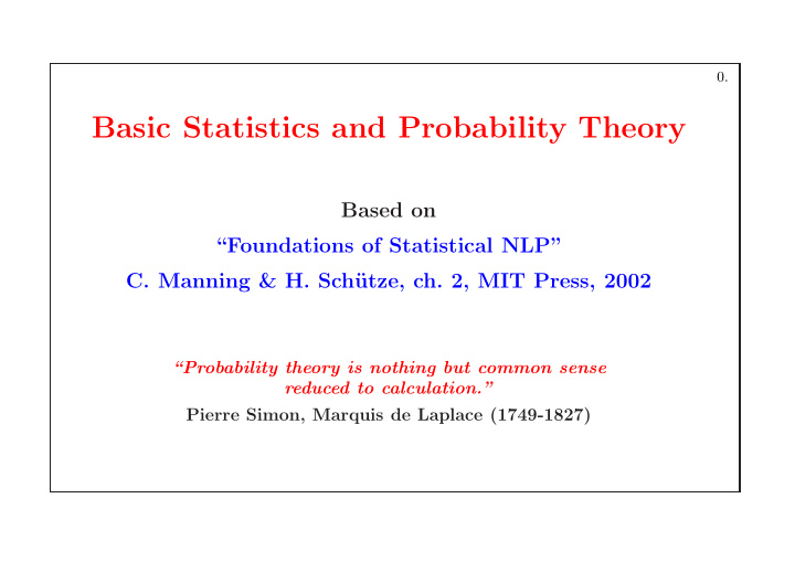 basic statistics and probability theory