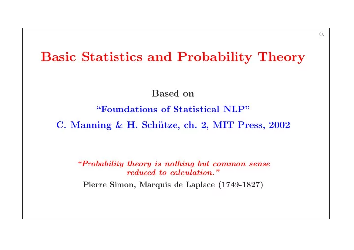 basic statistics and probability theory