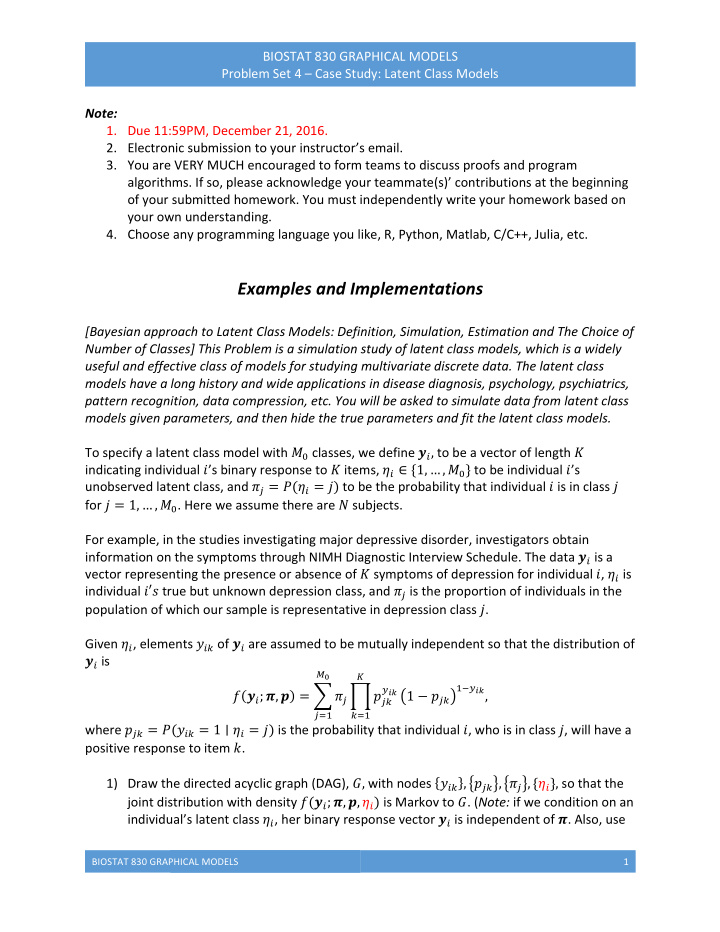 examples and implementations