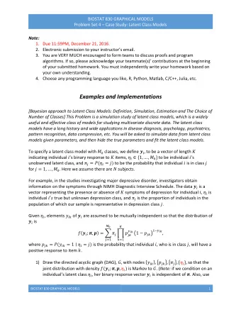 Examples and Implementations  [Bayesian approach to Latent Class Models: Definition, Simulation,