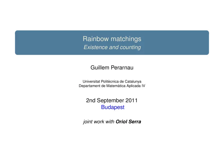 rainbow matchings