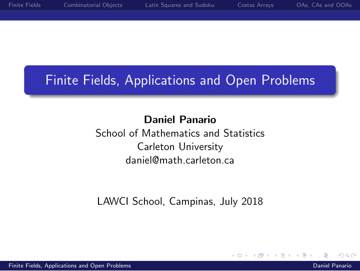finite fields applications and open problems
