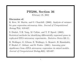 PH296, Section 36  February 25, 2002  Discussion of:  K. Kerr, M. Martin, and G. Churchill. (2000).
