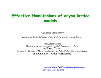 Effective Hamiltonians of anyon  anyon lattice  lattice  Effective Hamiltonians of  models  models
