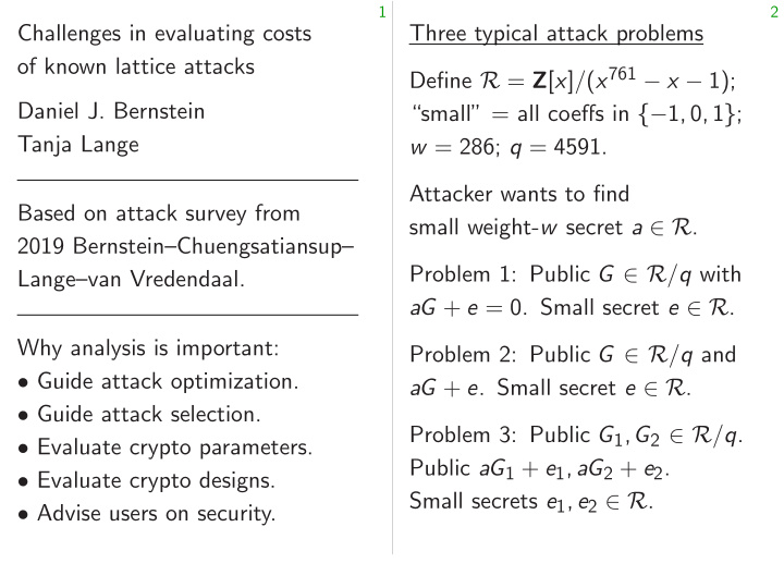 challenges in evaluating costs three typical attack