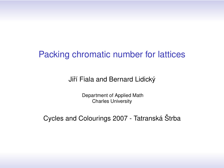 packing chromatic number for lattices