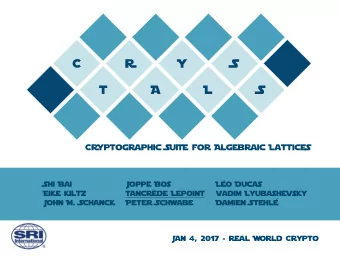 C  R  Y  S  T  A  L  S  CRYptographic SuiTe for Algebraic LatticeS  Shi Bai  Joppe Bos  Lo Ducas