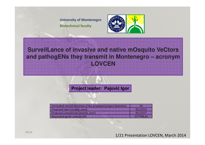 surveillance of invasive and native mosquito vectors and