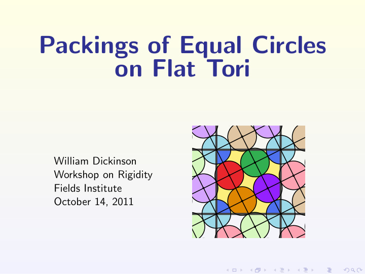 packings of equal circles on flat tori