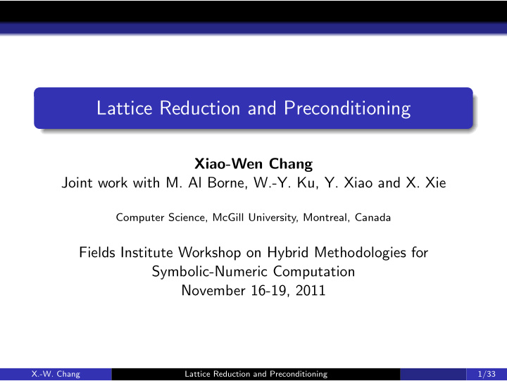 lattice reduction and preconditioning