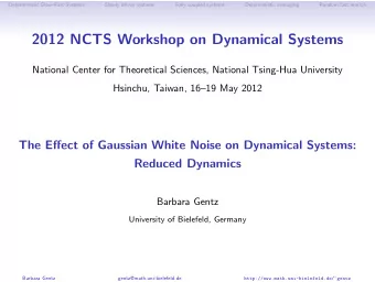 2012 NCTS Workshop on Dynamical Systems  National Center for Theoretical Sciences, National