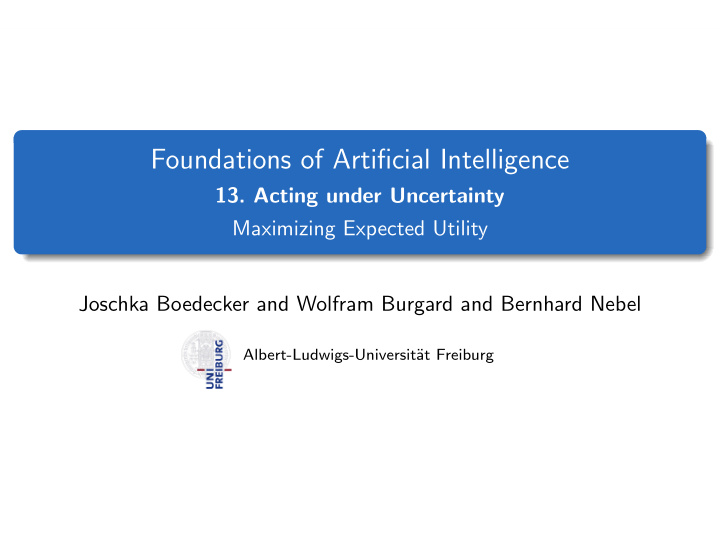 foundations of artificial intelligence