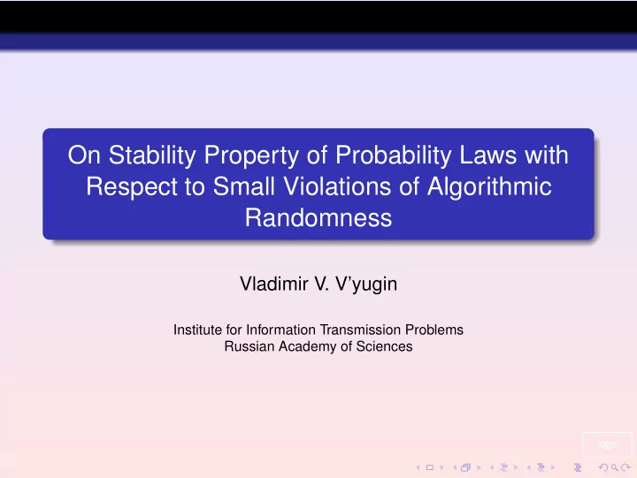 on stability property of probability laws with respect to