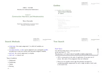Outline  DM811  Fall 2009  Heuristics for Combinatorial Optimization  1. Complete Search Methods