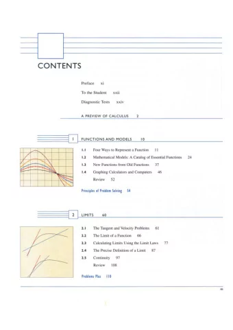 CONTENTS  ===========::::~  FUNCTIONS  AND  MODELS  10  11  I. 1  Four Ways to Represent a Function