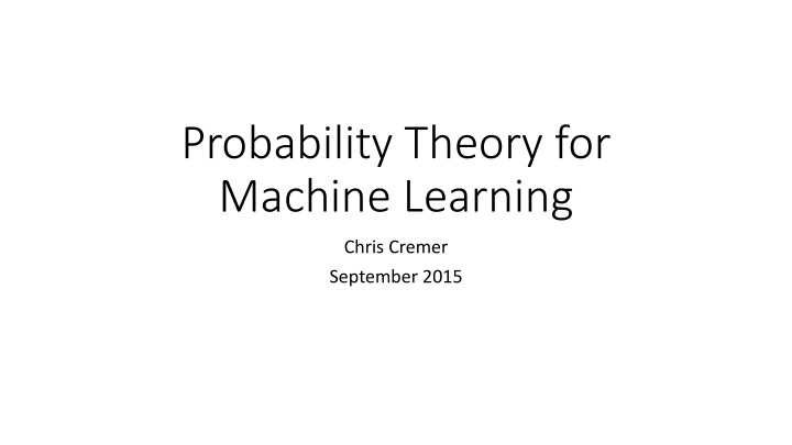 probability theory for machine learning