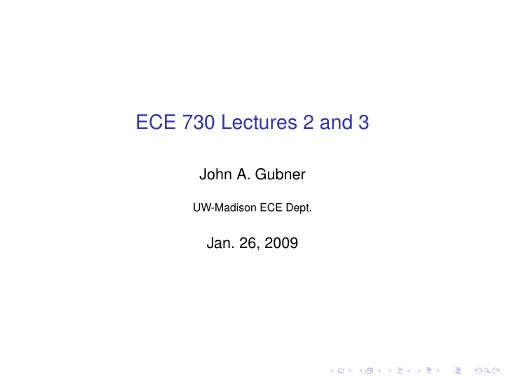 ece 730 lectures 2 and 3