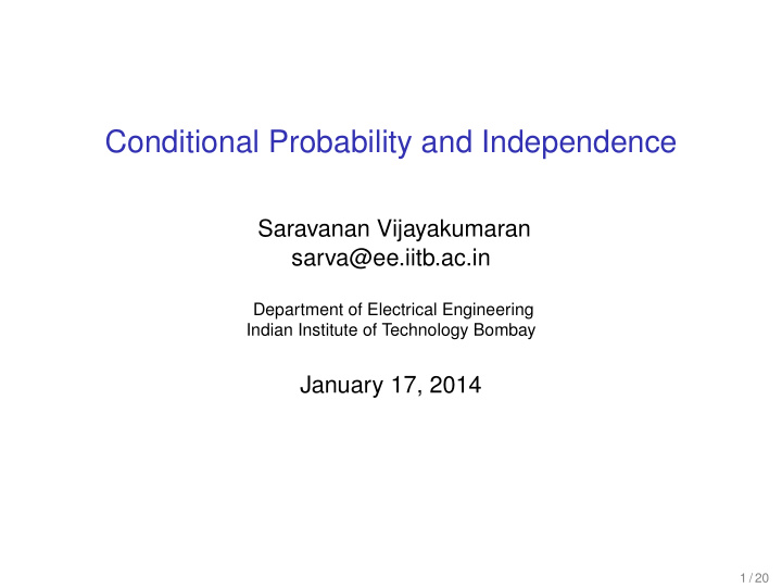 conditional probability and independence