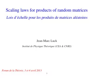 Scaling laws for products of random matrices  Lois d  echelle pour les produits de matrices