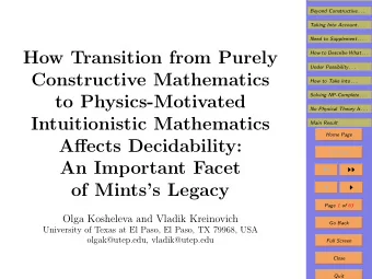 How Transition from Purely  How to Describe What . . .  Under Possibility . . .  Constructive