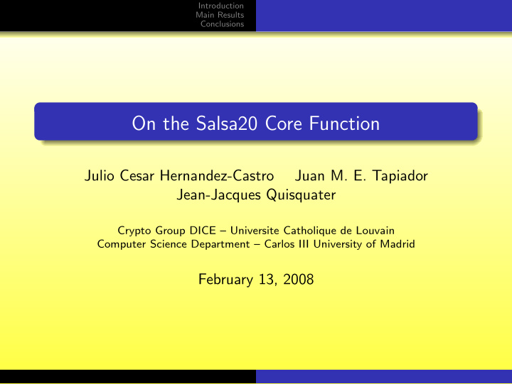 on the salsa20 core function