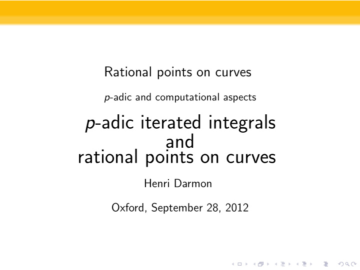 p adic iterated integrals and rational points on curves