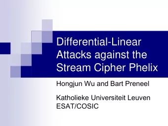Differential-Linear  Attacks against the  Stream Cipher Phelix  Hongjun Wu and Bart Preneel