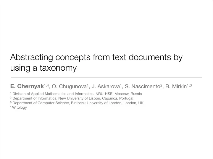 abstracting concepts from text documents by using a