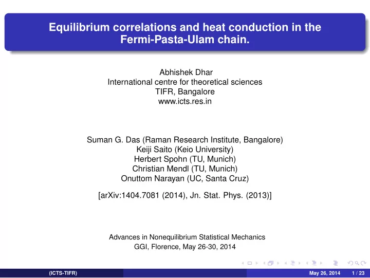 equilibrium correlations and heat conduction in the fermi
