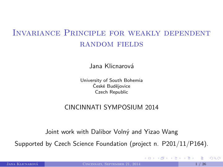 invariance principle for weakly dependent random fields
