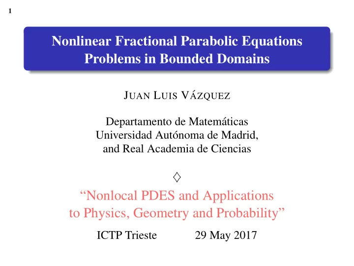 nonlinear fractional parabolic equations problems in