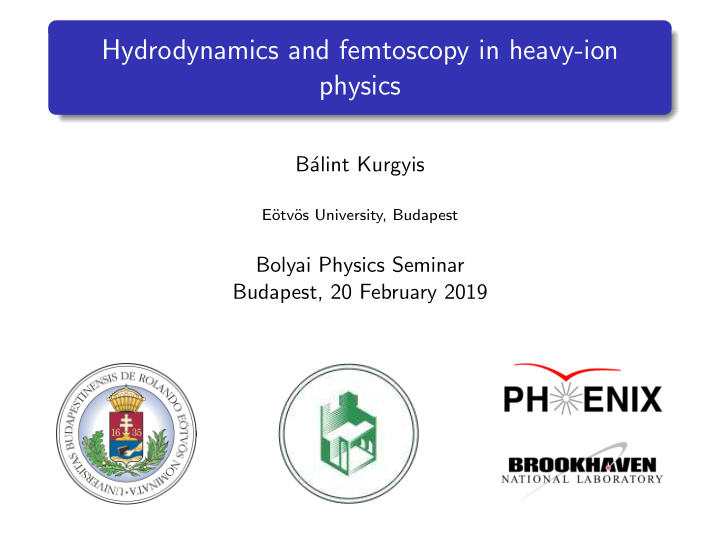 hydrodynamics and femtoscopy in heavy ion physics