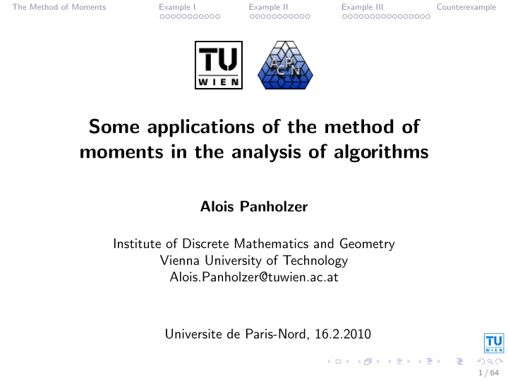 some applications of the method of moments in the