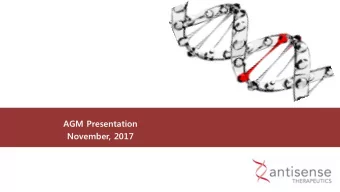 AGM Presentation  November, 2017  Forward Looking Statements  This presentation contains